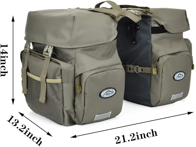 50L Panniers Bike Bags, Waterproof Bike Panniers Made of High-Density 600D Polyester for Durable Use, Bike Saddle Bag come with Reflective Trim and Rain Cover, Easy Organize in 7 inch Rack