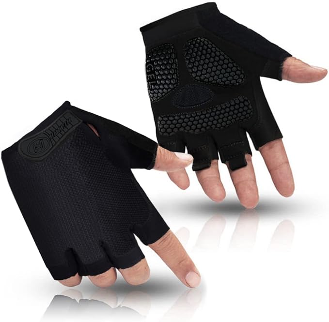 HuwaiH Bike Gloves for Men/Women, Cycling Gloves with Anti-Slip Shock-Absorbing Pad Half Finger Biking Bicycle Gloves