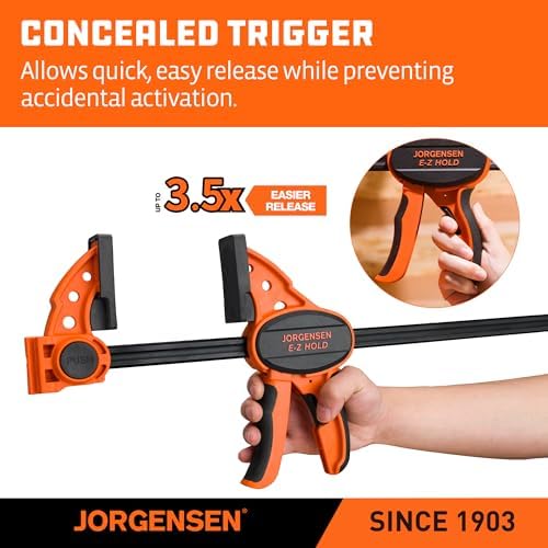 Jorgensen 24" E-Z Hold Medium-Duty Bar Clamps, 400 lbs Load Limit, 2-Pack