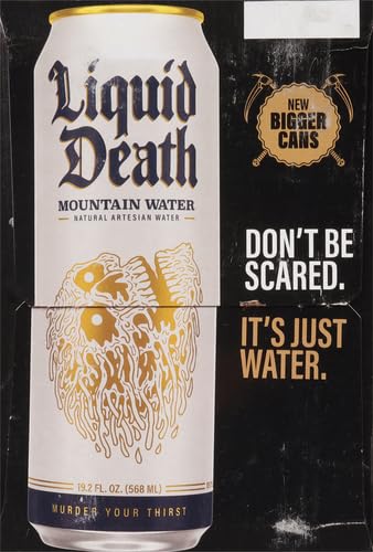 Liquid Death、スティルマウンテンウォーター、8缶パック（19.2液量オンス缶）、天然山の源水、無限にリサイクル可能な冷たい缶、アメリカ製