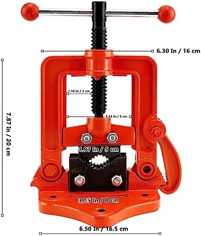 2 Pack 0.4 to 2.4 Inches Heavy Duty Pipe Vise, Forged Bench Yoke Pipe Vice Threader Pipe Plumbing Vise for Cutting, Fixing Pipes from 10 to 60mm, Orange