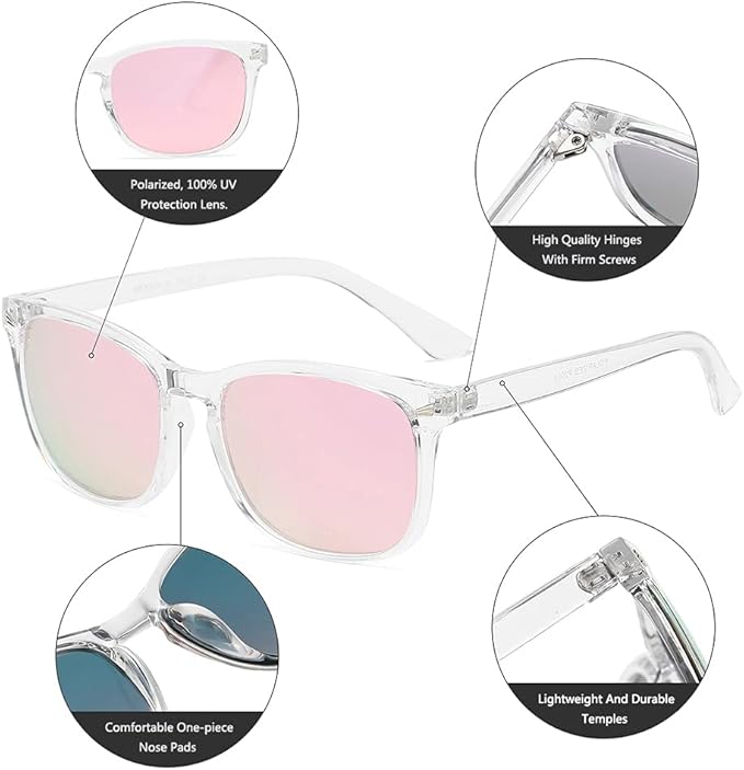 DUSHINE レディース 偏光サングラス クラシックレトロスタイル UV400保護