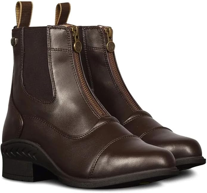 Ovation Women's Lightweight Stylish Equestrian Horse Riding Ankle Length Synthetic Vega Leather Quantum Zip Paddock Boots