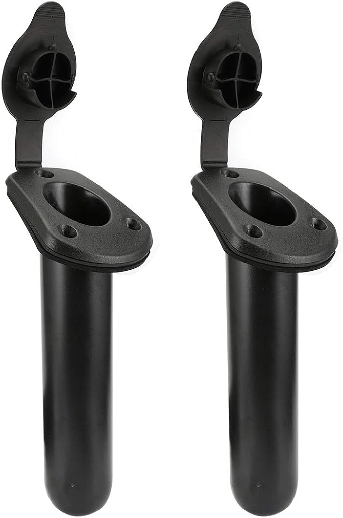 2 Pcs Kayak Deck Plastic Flush Mount Fishing Boat Rod Holders and Cap Cover, Fishing Tackle Accessory Tool