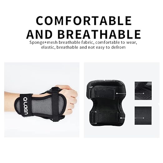 Q.LAEN 3 in 1 Durable Knee Pads Elbow Pads with Wrist Guards Sports Protective Gear Set for Rollerblading Skateboard Cycling Skating