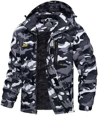 MAGCOMSEN Men's Winter Coats Water Resistant Ski Snow Jacket Warm Fleece Jacket Parka Raincoats With Hood Multi-Pockets