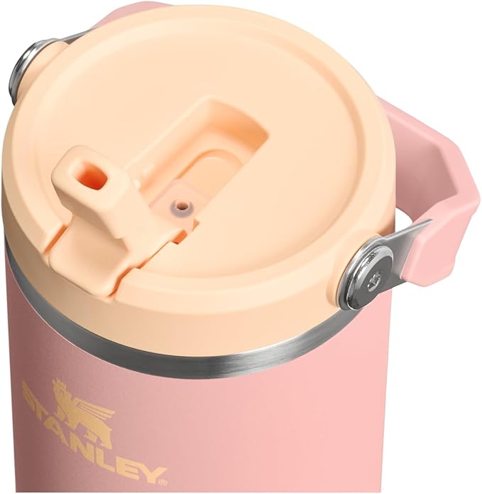 STANLEY IceFlow 2.0 フリップストロータンブラー ハンドル付き 20オンス | ツイストオンリッドとフリップアップストロー | 漏れ防止ウォーターボトル | 真空断熱ステンレス | BPAフリー | ピーチローズ