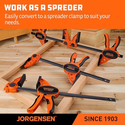 Jorgensen 18" E-Z Hold Medium-Duty Bar Clamps, 400 lbs Load Limit, 2-Pack