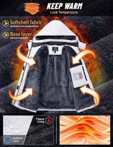 TACVASEN Women's Waterproof Winter Jacket Ski Hooded Insulated Jacket Fleece Warm Snow Outdoor Rain Windbreaker