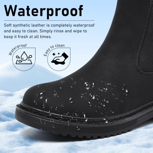 Womens Winter Chelsea Boots Warm Faux Fur Lined Chunky Lug Ankle Booties