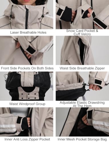 GSOU SNOW Mens Snowboard Jacket Baggy Women Ski Jacket Snow Hooded Coat