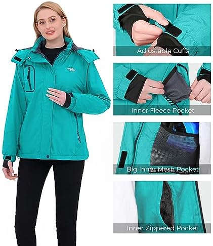 wantdo Women Hardshell Waterproof Windproof Insulated Ski Trekking Jacket