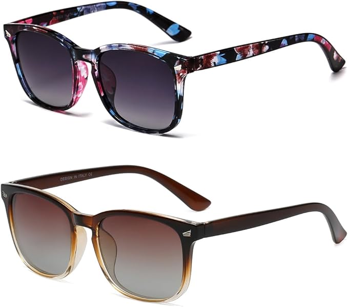 DUSHINE 偏光サングラス レディース クラシックレトロスタイル UV400保護