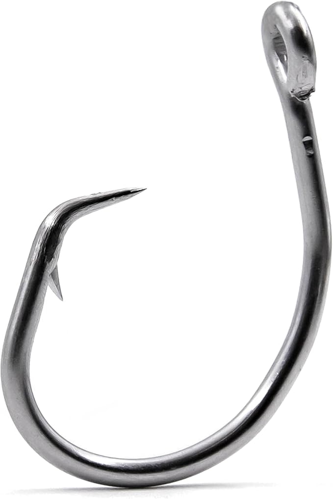 25pcs Circle Hooks Saltwater, in-Line 5X Strong Fishing Hooks for Saltwater & Freshwater, Live Bait Non-Offset Wide Gap Fish Hook for Catfish, Striped, Bass, Salmon, Mackerel, Tuna