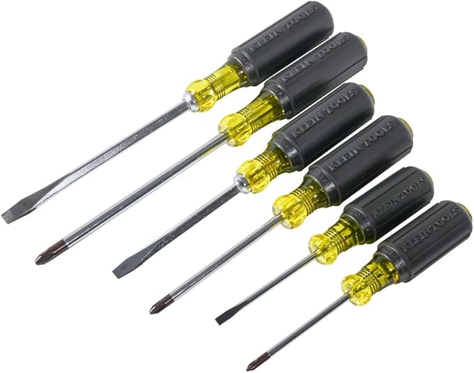 Klein Tools 85074 6-Piece Screwdriver Set, Made in USA, Includes 3 All-Purpose Flathead, 3 Phillips, Cushion-Grip Comfort, Precision Machined Screwdrivers