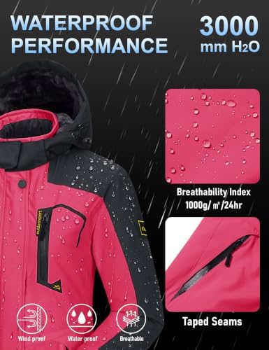 MAGCOMSEN Winter Coats for Women Ski Jackets Snow Waterproof Warm Rain Coat