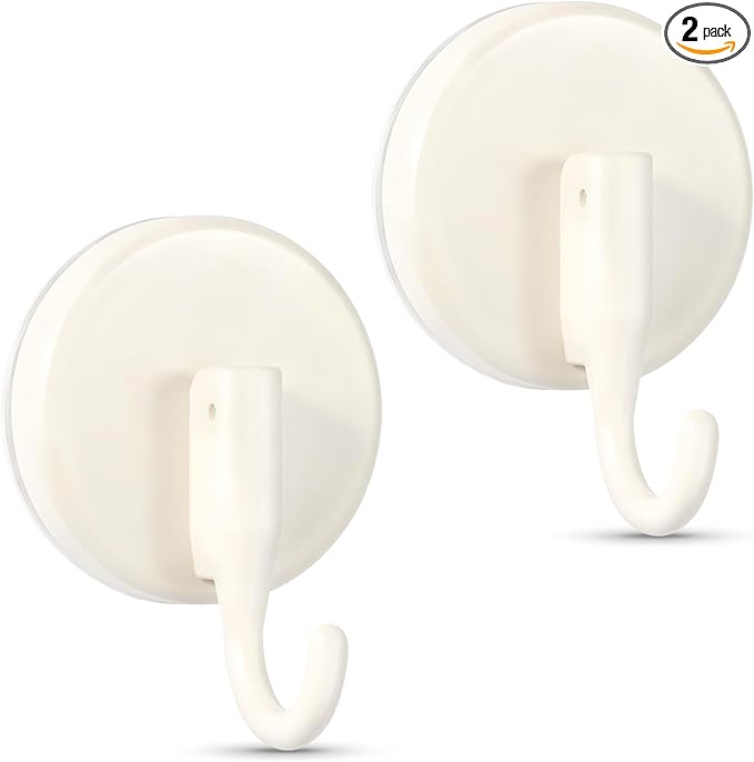 OUTXE Wreath Hanger for Front Door, Upgraded Suction Cup Reef Hook for Glass Window/Over Door, Christmas/Thanksgiving/Halloween/July 4th/Easter/Valentine/Spring/Summer/Fall (White, 2-Pack)