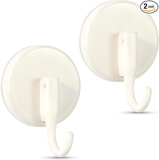 OUTXE Wreath Hanger for Front Door, Upgraded Suction Cup Reef Hook for Glass Window/Over Door, Christmas/Thanksgiving/Halloween/July 4th/Easter/Valentine/Spring/Summer/Fall (White, 2-Pack)