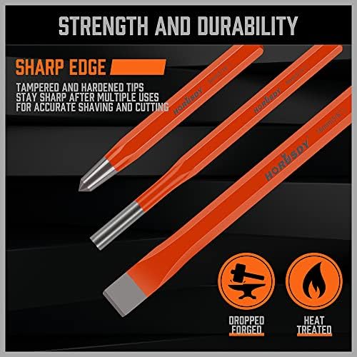 HORUSDY 12-Piece Punch and Chisel Set, Including Cold Chisels, Pin Punch, Center Punch