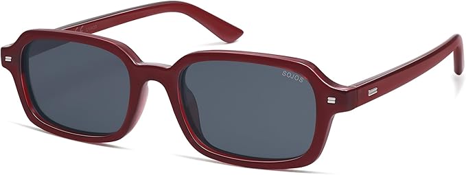 SOJOS Trendy Rectangle Polarized Sunglasses Womens Mens, Small Retro Fashion Thin Slim Square Sunnies SJ2610