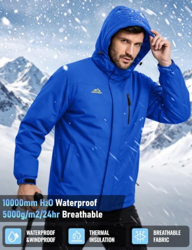 MAGCOMSEN Men's Winter Ski Jacket Waterproof Snow Fleece Lined Warm Coats