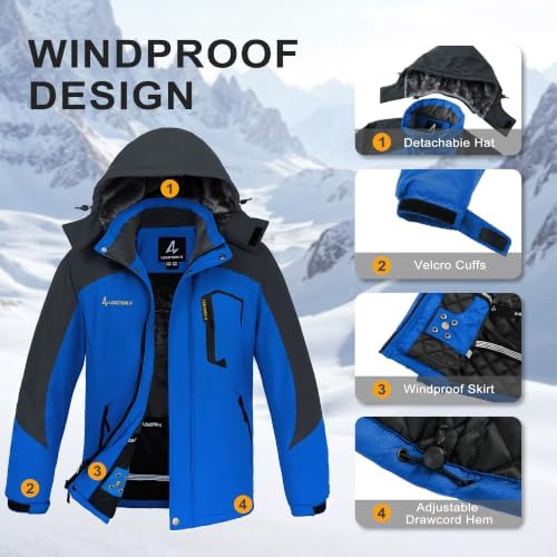 Mens Winter Jacket Ski Snow Waterproof Puffer Parka Coats