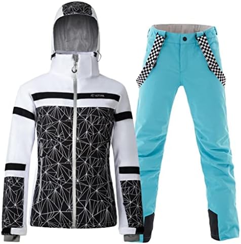 Women's Ski Jackets and Pants Set Windproof Waterproof Insulated Snowsuit Winter Warm Snowboarding Snow Coat
