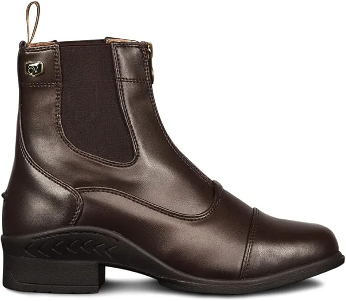 Ovation Women's Lightweight Stylish Equestrian Horse Riding Ankle Length Synthetic Vega Leather Quantum Zip Paddock Boots