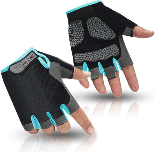 HuwaiH Bike Gloves for Men/Women, Cycling Gloves with Anti-Slip Shock-Absorbing Pad Half Finger Biking Bicycle Gloves