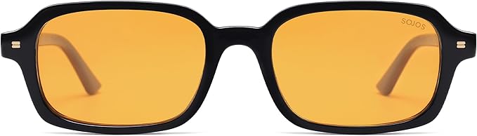 SOJOS Trendy Rectangle Polarized Sunglasses Womens Mens, Small Retro Fashion Thin Slim Square Sunnies SJ2610