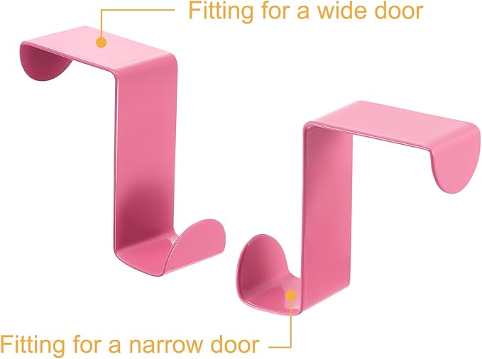 uxcell Over The Door Hooks,2pcs - Stainless Steel Door Hangers Hooks, S-Shaped Double Hooks for Hanging Clothes, Hats, Towels (Pink)