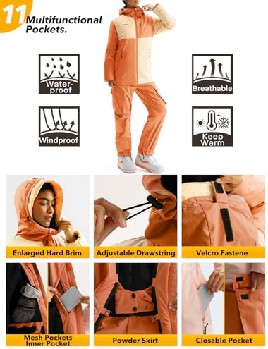 GEMYSE Women's Ski Snowsuit Waterproof snow Jacket and Pants Set