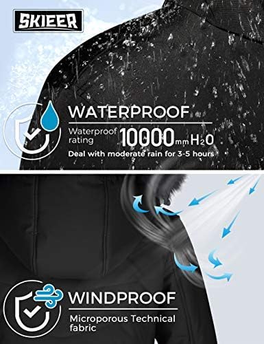 Women's Ski Jacket Waterproof Warm Puffer Thick Hooded Winter Coat