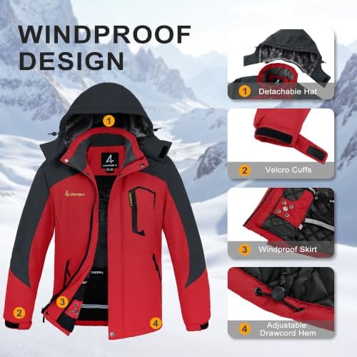 Mens Winter Jacket Ski Snow Waterproof Puffer Parka Coats