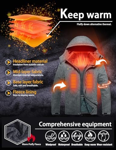 GEMYSE Men's Winter Ski Jacket Waterproof Snow Coat with Detachable Hood