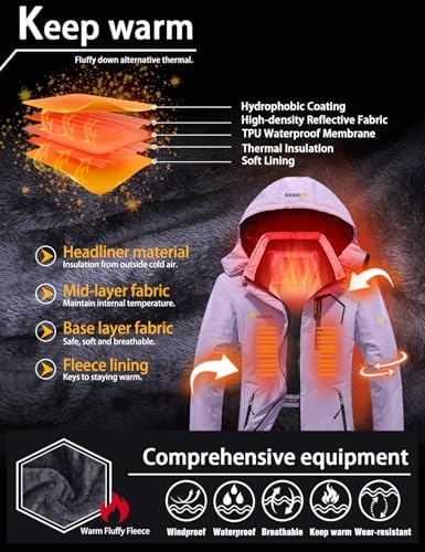 GEMYSE Women's Waterproof Ski Jacket Warm Winter Coat with Detachable Hood