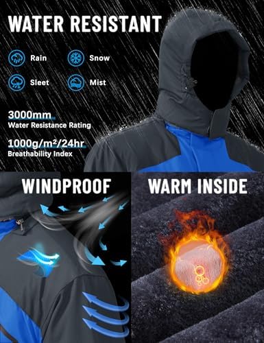 TACVASEN Men's Winter Skiing Jackets Waterproof Thermal Snowboard Coats