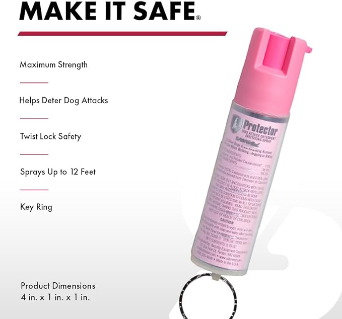 SABRE Protector Dog Spray with Key Ring, 14 Bursts, 12-Foot (4-Meter) Range, Humane Dog Attack Deterrent, Maximum Strength Allowed By EPA