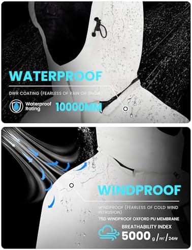 WULFUL Men's Waterproof Ski Jacket Warm Winter Coats Windproof Winter Jackets for Men Fleece Lined Windbreaker with Hood