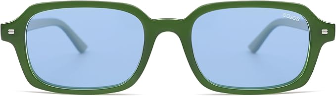 SOJOSトレンディ長方形偏光サングラス レディース メンズ、スモールレトロファッション薄型スリムスクエアサニー SJ2610