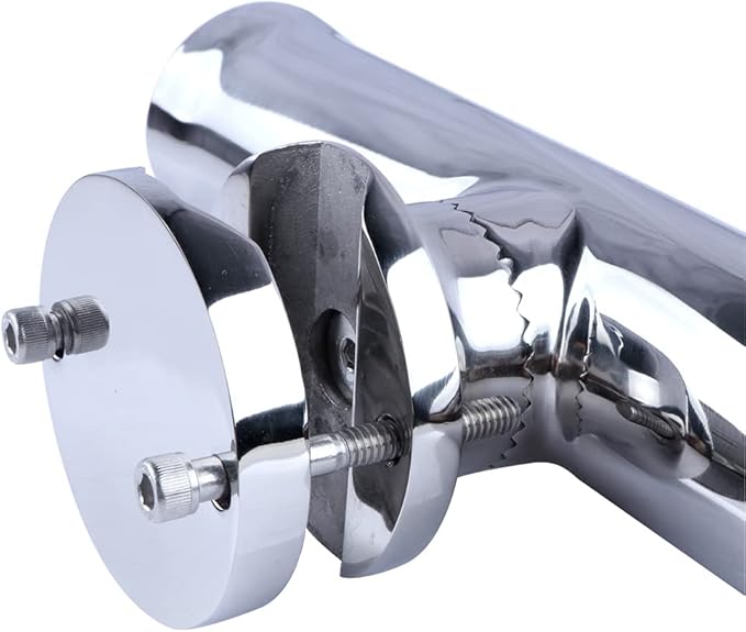 Marinebaby (2X) 316 Stainless Tournament Style Boat Fishing Holder Clamp on Fishing Rod Holder for Boat 1-1/4" to 2" Rail Gimbal Pin at Bottom