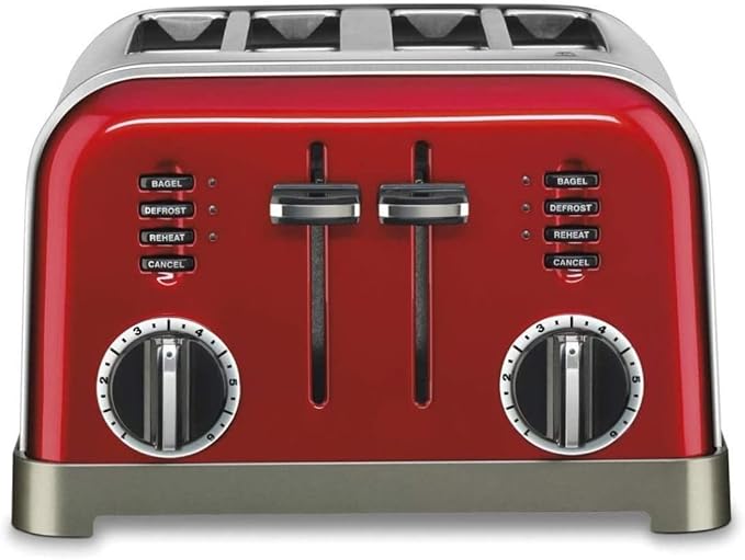 Cuisinart 4スライス メタルクラシックトースター (メタリックレッド)
