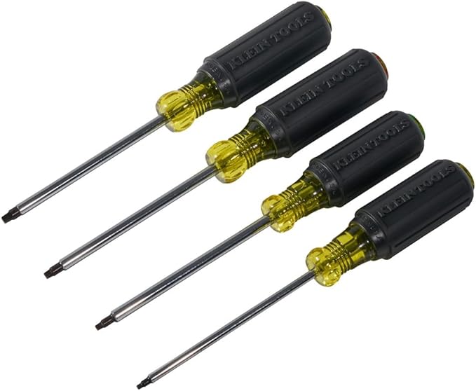 Klein Tools 85664 Screwdriver Set, Made in USA, Square Recess with Color Coded Handles and Heat Treated, Chrome Plated Shafts, 4-Piece
