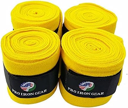 Horse Fleece Wraps Bandages/Polo Wraps/Stable Wraps Equestrian Leg Wraps Set of 4 Equestrian Boot Protection (Yellow)
