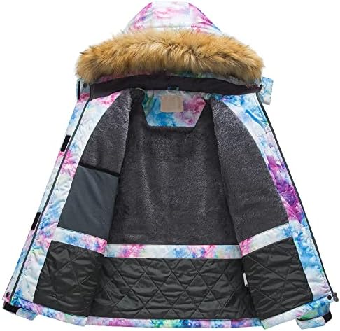 Pursky Women's Waterproof Ski Jacket Winter Snow Coats Fur Hooded Raincoat Parka