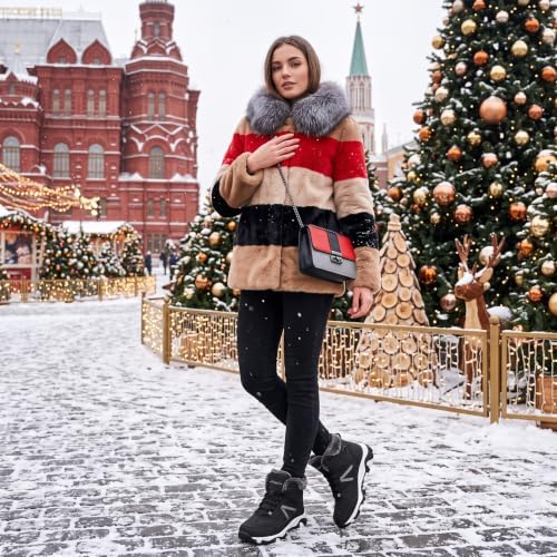 Littleplum Womens Snow Boots - Warm Fur Line Anti Slip Winter Short Boots Comfortable Lace Up Ankle Booties for Outdoor Hiking