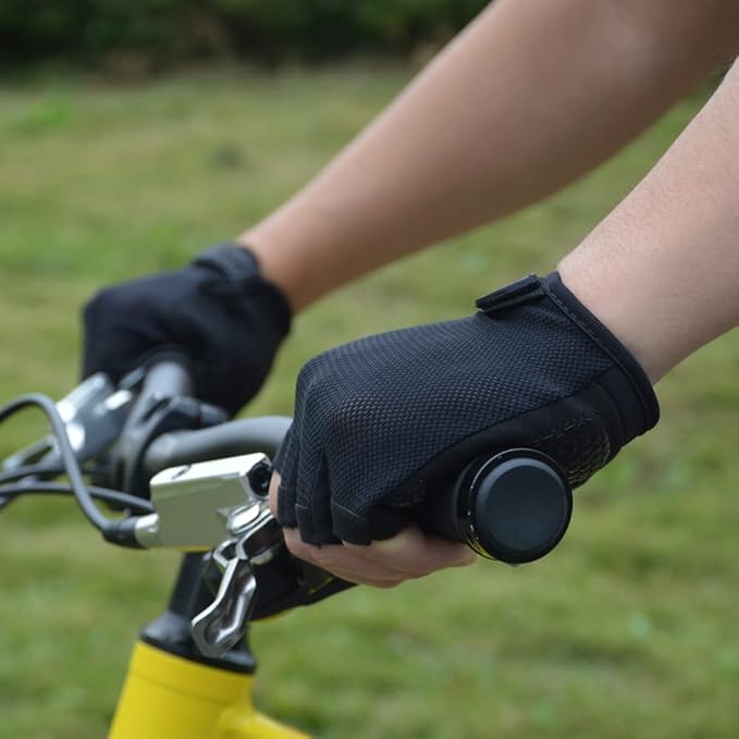 HuwaiH Bike Gloves for Men/Women, Cycling Gloves with Anti-Slip Shock-Absorbing Pad Half Finger Biking Bicycle Gloves