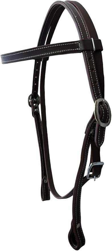 Double Stitched Latigo Leather Browband Western Horse Headstall
