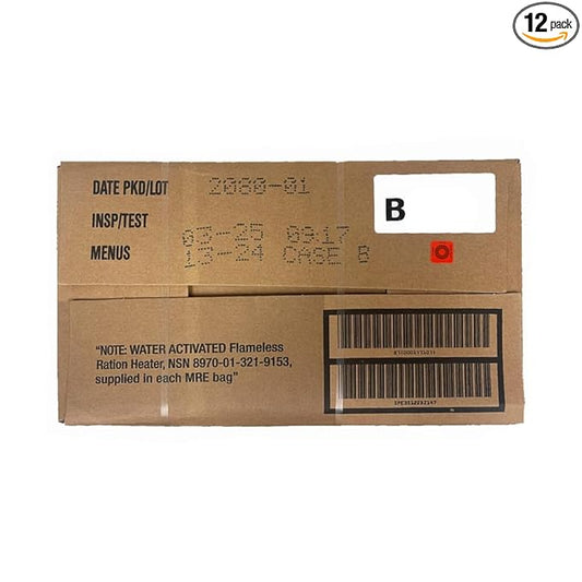 U.S. Meals Ready to Eat (Variety Pack of 12) – (A or B Case Selected at Random) Nutritional Emergency Food Rations - Freeze Dried Food w/ Flameless Heater, Entree, Dessert, & More - MRE Kit for Emergency Survival, Hunting, & More