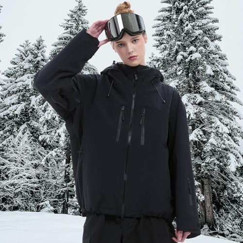 SNOWVERB Baggy Ski Jacket 3L Snowboard Snow Coat with Hood for Womens Mens